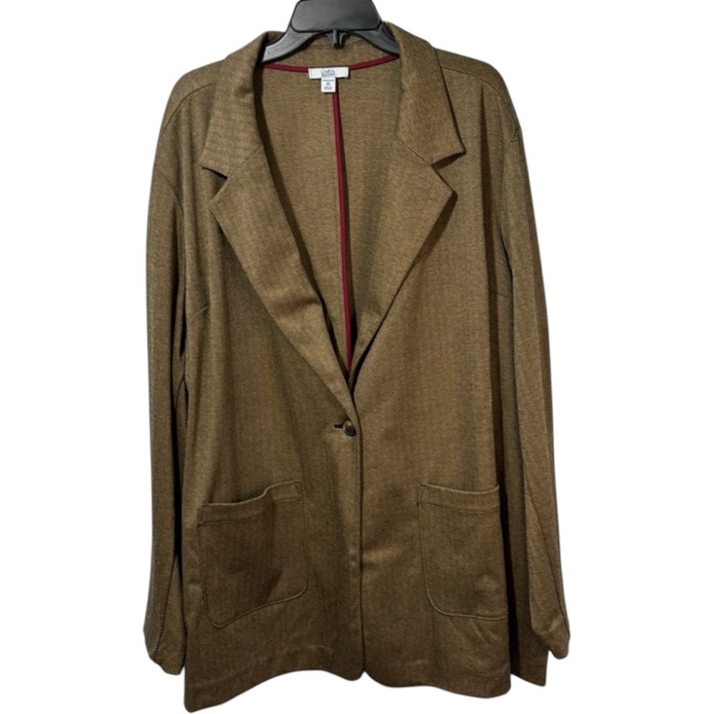 Croft & Barrow Jacket Brown Herringbone Button Front Pockets in‎ Size 4X NWT